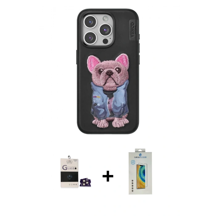 MARSİLYAN™- iPhone 14 Pro Max Kılıf İz Minimal Koleksiyonu - Siyah Polymer Nano Ekran Koruyucu + Bilvis Titan Kamera Lens - GD