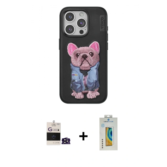 MARSİLYAN™- iPhone 14 Pro Max Kılıf İz Minimal Koleksiyonu - Siyah Polymer Nano Ekran Koruyucu + Bilvis Titan Kamera Lens - DNMR