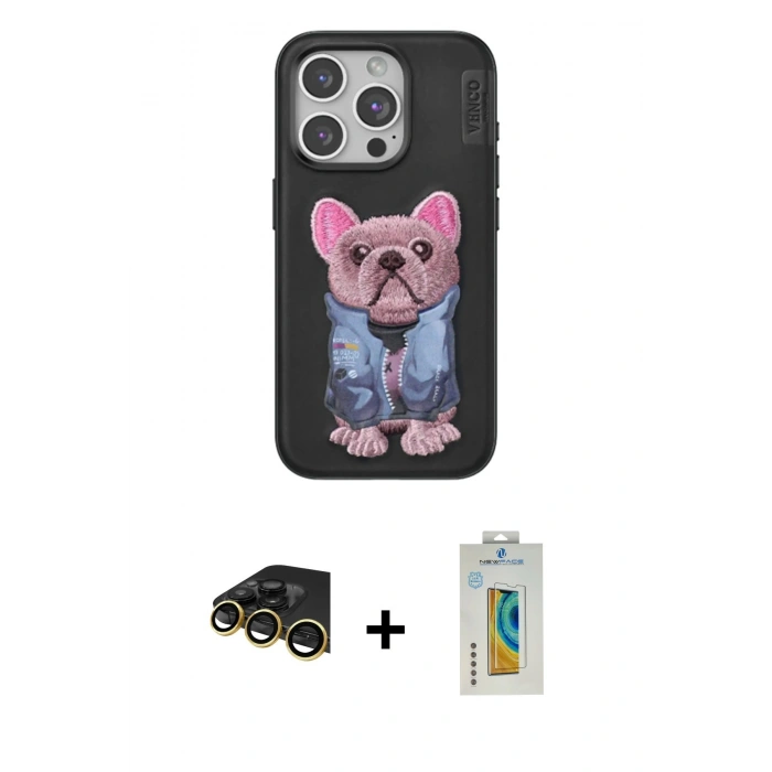 MARSİLYAN™- iPhone 14 Pro Max Kılıf İz Minimal Koleksiyonu - Siyah Polymer Nano Ekran Koruyucu + Raze Metal Kamera Lens - GD