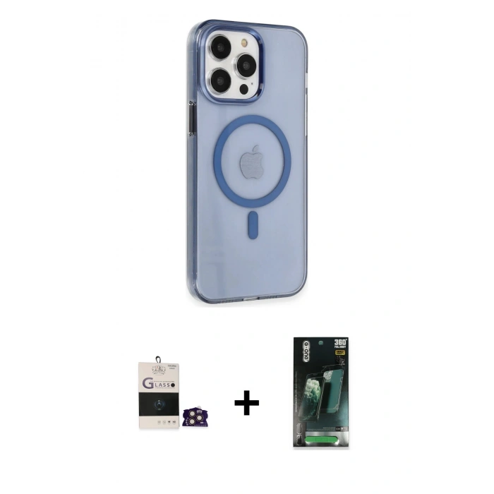 MARSİLYAN™- iPhone 14 Pro Max Kılıf Kıvılcım Asil Özel Seri - Şeffaf 360 Full Body Arka Koruyucu + Bilvis Titan Kamera Lens - GD