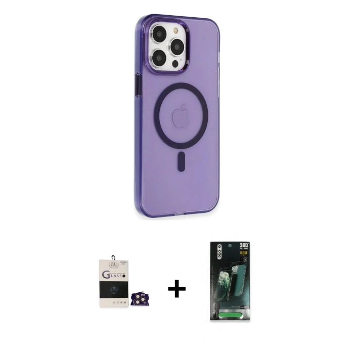 MARSİLYAN™- iPhone 14 Pro Max Kılıf Kıvılcım Asil Özel Seri - Şeffaf 360 Full Body Arka Koruyucu + Bilvis Titan Kamera Lens - GD