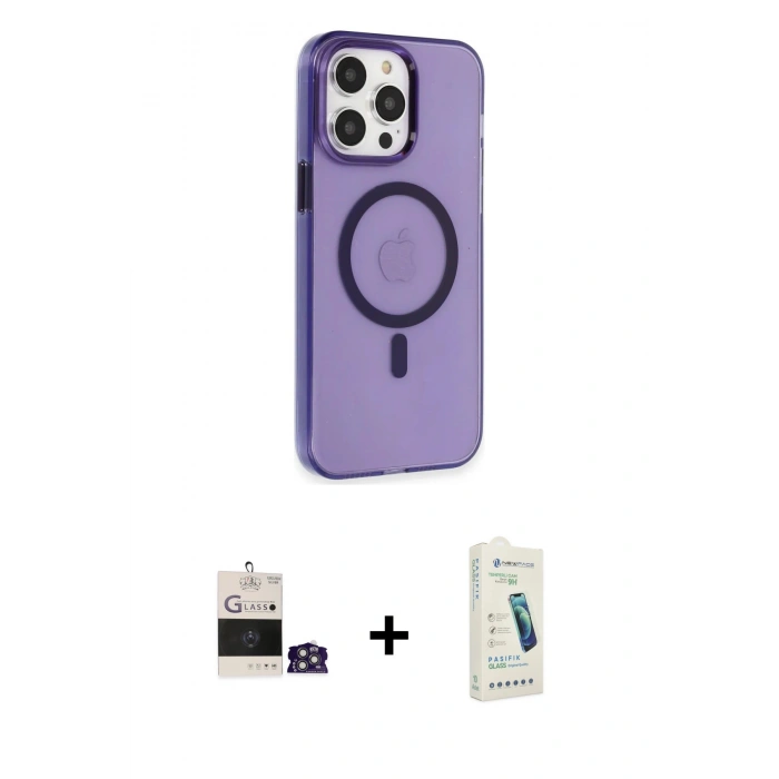 MARSİLYAN™- iPhone 14 Pro Max Kılıf Kıvılcım Asil Özel Seri - Şeffaf Pasifik Cam Ekran Koruyucu + Bilvis Titan Kamera Lens - GS