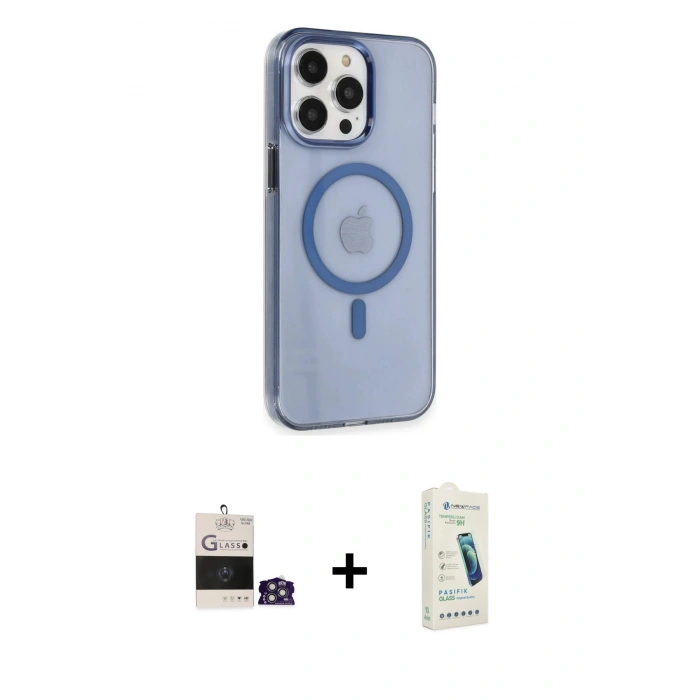 MARSİLYAN™- iPhone 14 Pro Max Kılıf Kıvılcım Asil Özel Seri - Şeffaf Pasifik Cam Ekran Koruyucu + Bilvis Titan Kamera Lens - GS