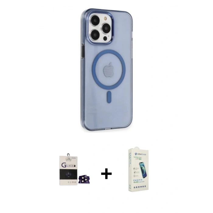 MARSİLYAN™- iPhone 14 Pro Max Kılıf Kıvılcım Asil Özel Seri - Şeffaf Pasifik Cam Ekran Koruyucu + Siyah Bilvis Titan Kamera Lens