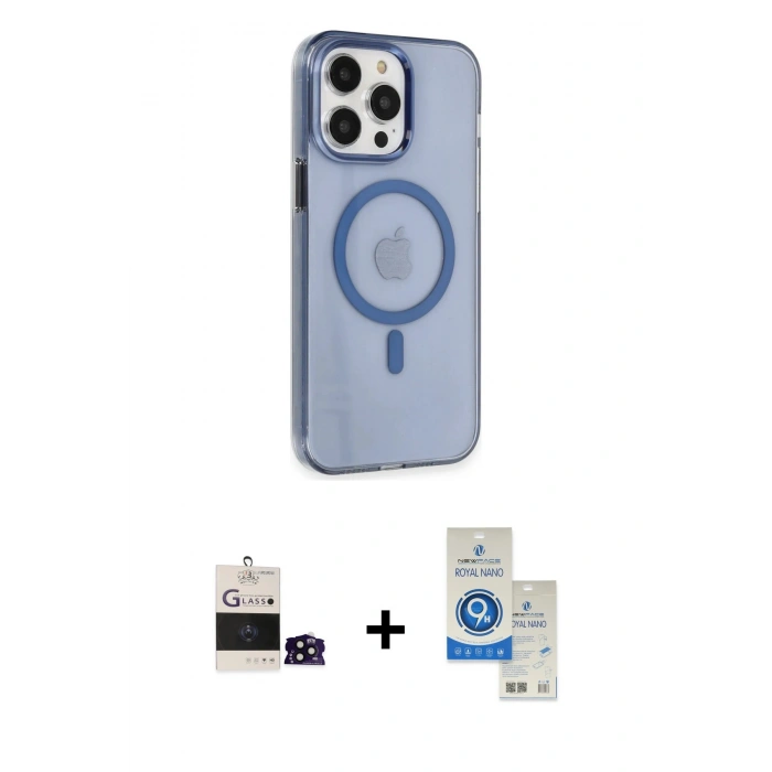MARSİLYAN™- iPhone 14 Pro Max Kılıf Kıvılcım Asil Özel Seri - Şeffaf Royal Nano Ekran Koruyucu + Bilvis Titan Kamera Lens - SH