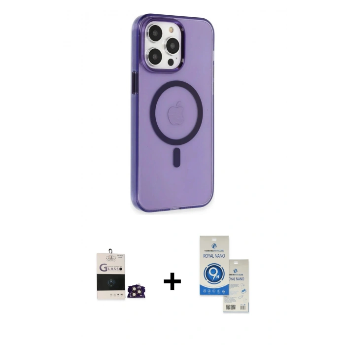 MARSİLYAN™- iPhone 14 Pro Max Kılıf Kıvılcım Asil Özel Seri - Şeffaf Royal Nano Ekran Koruyucu + Bilvis Titan Kamera Lens - GD