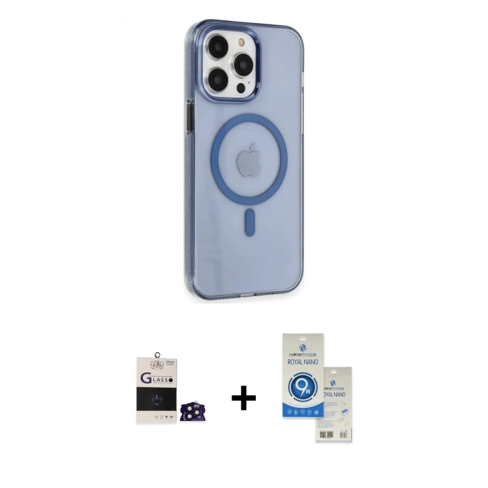 MARSİLYAN™- iPhone 14 Pro Max Kılıf Kıvılcım Asil Özel Seri - Şeffaf Royal Nano Ekran Koruyucu + Bilvis Titan Kamera Lens - DNMR