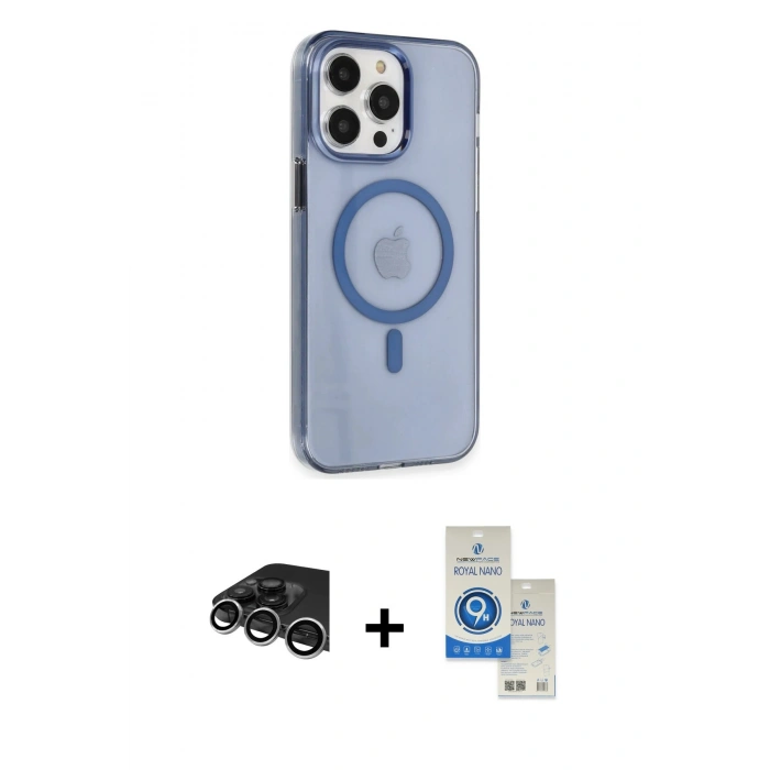 MARSİLYAN™- iPhone 14 Pro Max Kılıf Kıvılcım Asil Özel Seri - Şeffaf Royal Nano Ekran Koruyucu + Raze Metal Kamera Lens - GS