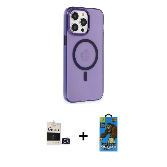 MARSİLYAN™- iPhone 14 Pro Max Kılıf Kıvılcım Asil Özel Seri - Siyah 18D Cam Ekran Koruyucu + Bilvis Titan Kamera Lens - DNMR