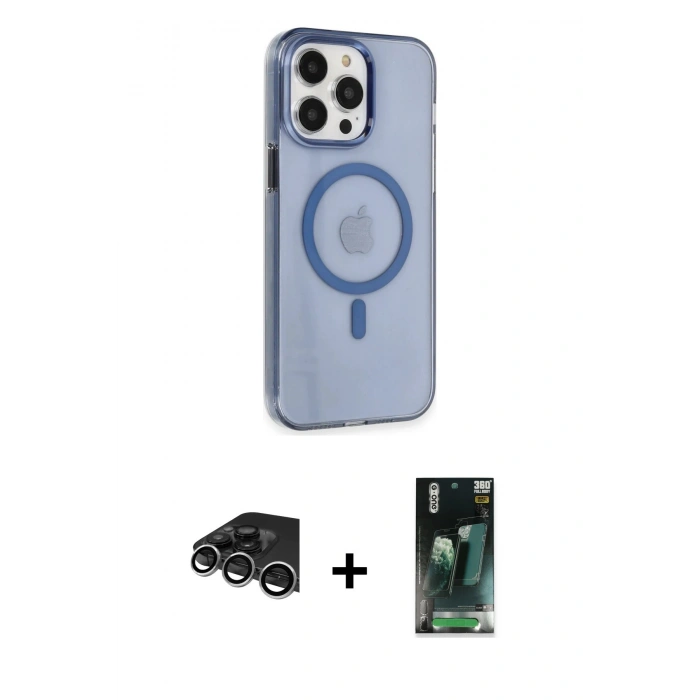 MARSİLYAN™- iPhone 14 Pro Max Kılıf Kıvılcım Asil Özel Seri - Siyah 360 Mat Full Body Arka Koruyucu + Raze Metal Kamera Lens - GS