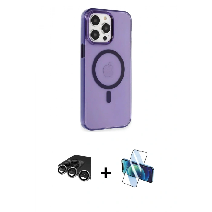 MARSİLYAN™- iPhone 14 Pro Max Kılıf Kıvılcım Asil Özel Seri - Siyah 3D Antistatik Cam Ekran Koruyucu + Raze Metal Kamera Lens - GS