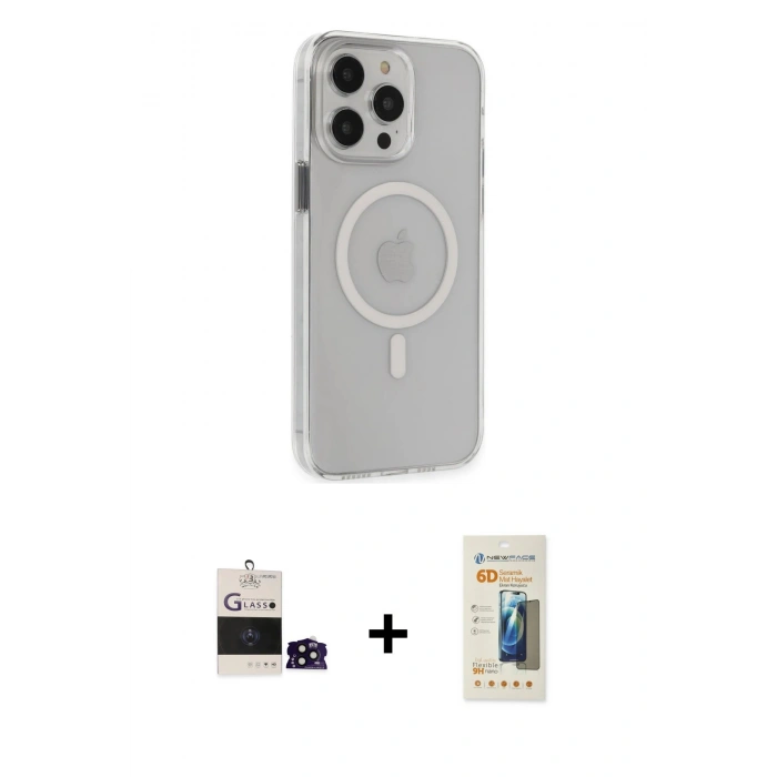 MARSİLYAN™- iPhone 14 Pro Max Kılıf Kıvılcım Asil Özel Seri - Siyah 6D Mat Seramik Hayalet Nano Ekran Koruyucu + Bilvis Titan Kamera Lens - SH