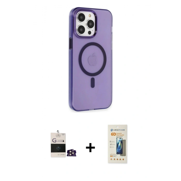 MARSİLYAN™- iPhone 14 Pro Max Kılıf Kıvılcım Asil Özel Seri - Siyah 6D Mat Seramik Hayalet Nano Ekran Koruyucu + Bilvis Titan Kamera Lens - GD