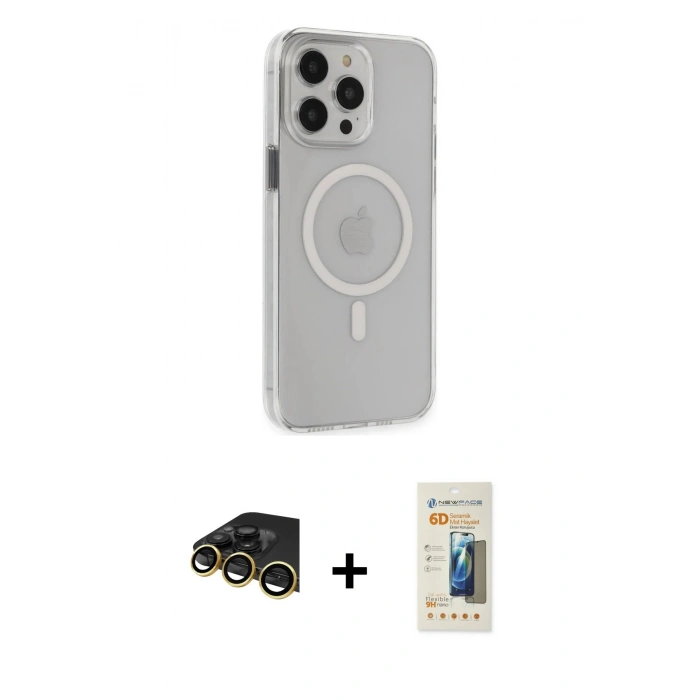 MARSİLYAN™- iPhone 14 Pro Max Kılıf Kıvılcım Asil Özel Seri - Siyah 6D Mat Seramik Hayalet Nano Ekran Koruyucu + Raze Metal Kamera Lens - GD