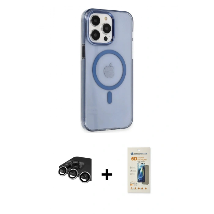 MARSİLYAN™- iPhone 14 Pro Max Kılıf Kıvılcım Asil Özel Seri - Siyah 6D Mat Seramik Hayalet Nano Ekran Koruyucu + Raze Metal Kamera Lens - GS