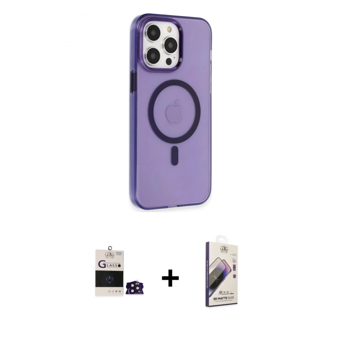MARSİLYAN™- iPhone 14 Pro Max Kılıf Kıvılcım Asil Özel Seri - Siyah Bilvis 3D Mat Cam Ekran Koruyucu + Bilvis Titan Kamera Lens - DNMR