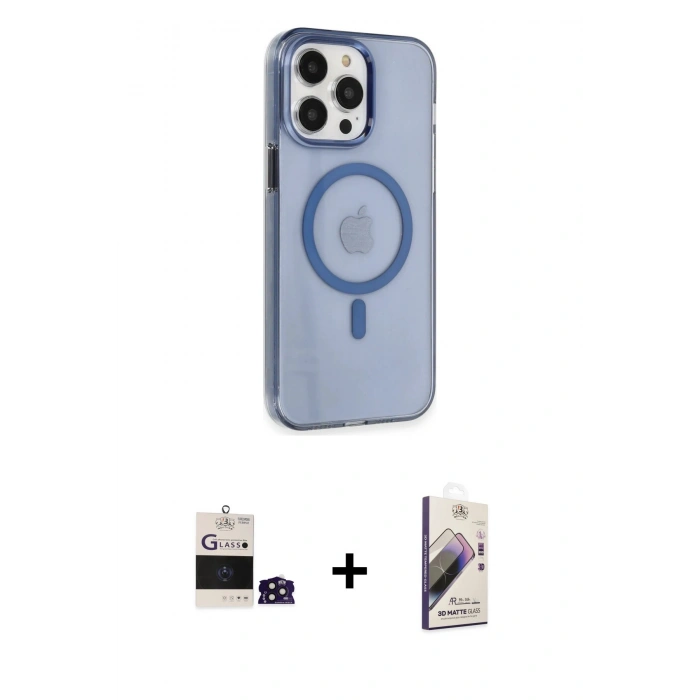 MARSİLYAN™- iPhone 14 Pro Max Kılıf Kıvılcım Asil Özel Seri - Siyah Bilvis 3D Mat Cam Ekran Koruyucu + Bilvis Titan Kamera Lens - DNMR