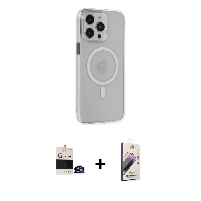 MARSİLYAN™- iPhone 14 Pro Max Kılıf Kıvılcım Asil Özel Seri - Siyah Bilvis 3D Mat Cam Ekran Koruyucu + Bilvis Titan Kamera Lens - DNMR