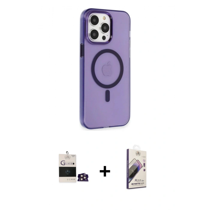MARSİLYAN™- iPhone 14 Pro Max Kılıf Kıvılcım Asil Özel Seri - Siyah Bilvis 3D Mat Cam Ekran Koruyucu + Bilvis Titan Kamera Lens - GD