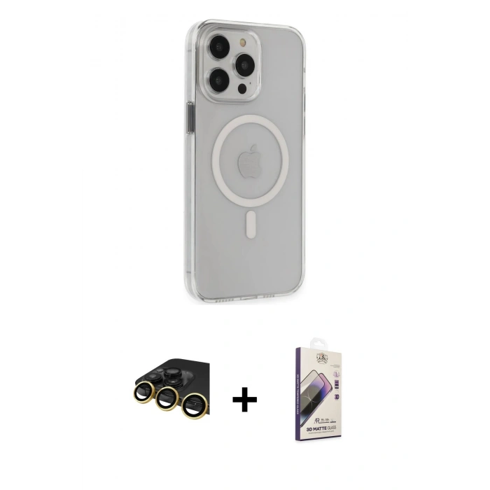 MARSİLYAN™- iPhone 14 Pro Max Kılıf Kıvılcım Asil Özel Seri - Siyah Bilvis 3D Mat Cam Ekran Koruyucu + Raze Metal Kamera Lens - GD