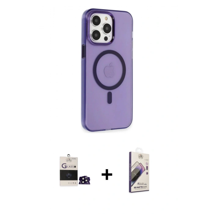 MARSİLYAN™- iPhone 14 Pro Max Kılıf Kıvılcım Asil Özel Seri - Siyah Bilvis 3D Mat Cam Ekran Koruyucu + Bilvis Titan Kamera Lens - SH