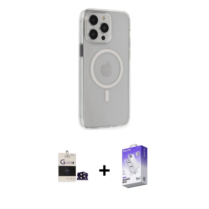 MARSİLYAN™- iPhone 14 Pro Max Kılıf Kıvılcım Asil Özel Seri - Siyah Bilvis 5in1 3D Magic Cam Ekran Koruyucu + Bilvis Titan Kamera Lens - SH