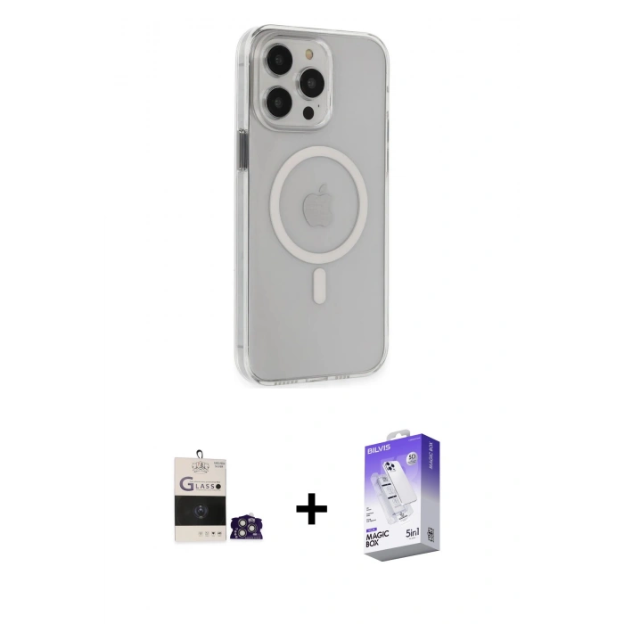 MARSİLYAN™- iPhone 14 Pro Max Kılıf Kıvılcım Asil Özel Seri - Siyah Bilvis 5in1 3D Magic Cam Ekran Koruyucu + Bilvis Titan Kamera Lens - GS