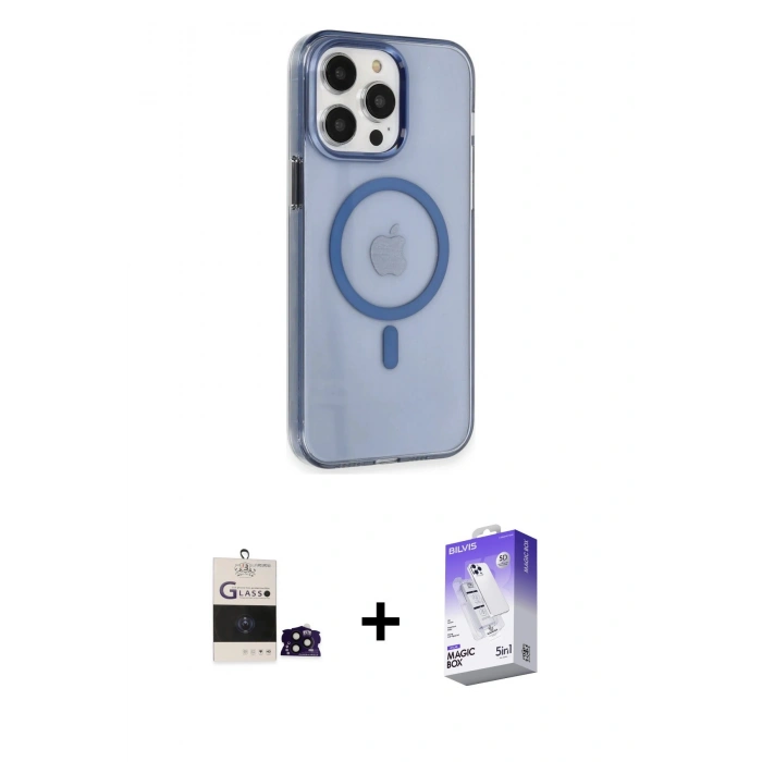 MARSİLYAN™- iPhone 14 Pro Max Kılıf Kıvılcım Asil Özel Seri - Siyah Bilvis 5in1 3D Magic Cam Ekran Koruyucu + Bilvis Titan Kamera Lens - SH