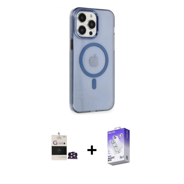 MARSİLYAN™- iPhone 14 Pro Max Kılıf Kıvılcım Asil Özel Seri - Siyah Bilvis 5in1 3D Magic Cam Ekran Koruyucu + Bilvis Titan Kamera Lens - GD