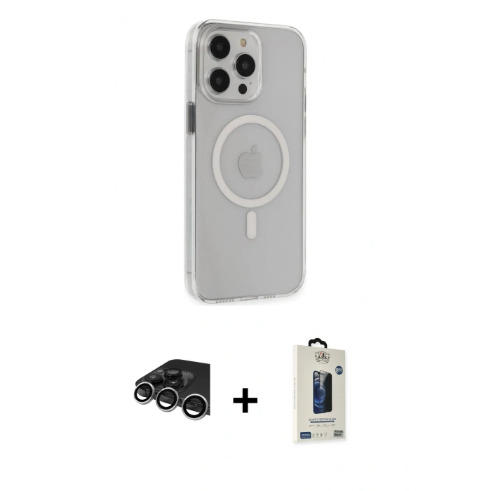 MARSİLYAN™- iPhone 14 Pro Max Kılıf Kıvılcım Asil Özel Seri - Siyah Bilvis Hayalet Cam Ekran Koruyucu + Raze Metal Kamera Lens - GS