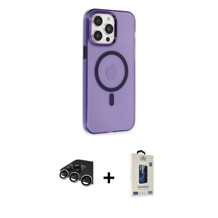 MARSİLYAN™- iPhone 14 Pro Max Kılıf Kıvılcım Asil Özel Seri - Siyah Bilvis Hayalet Cam Ekran Koruyucu + Raze Metal Kamera Lens - GS