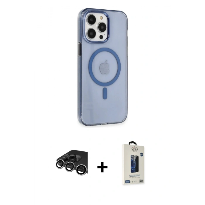 MARSİLYAN™- iPhone 14 Pro Max Kılıf Kıvılcım Asil Özel Seri - Siyah Bilvis Hayalet Cam Ekran Koruyucu + Raze Metal Kamera Lens - GS