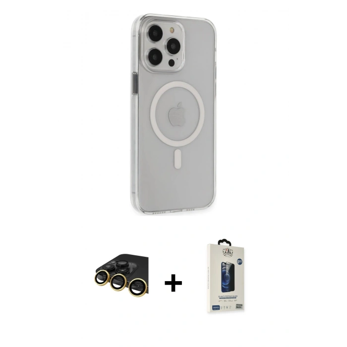 MARSİLYAN™- iPhone 14 Pro Max Kılıf Kıvılcım Asil Özel Seri - Siyah Bilvis Hayalet Cam Ekran Koruyucu + Raze Metal Kamera Lens - GD