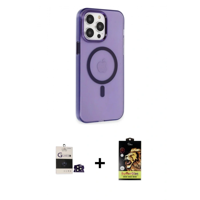 MARSİLYAN™- iPhone 14 Pro Max Kılıf Kıvılcım Asil Özel Seri - Siyah Buffer Cam Ekran Koruyucu + Bilvis Titan Kamera Lens - SH