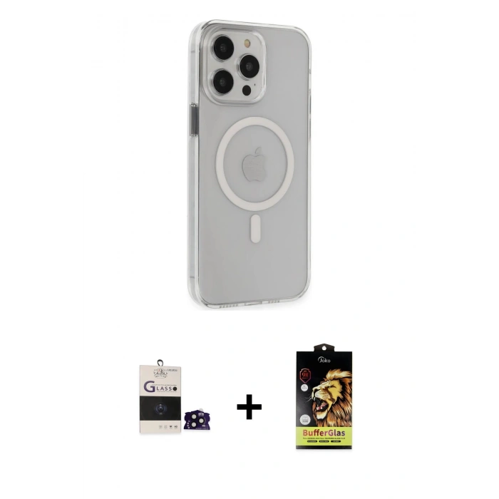 MARSİLYAN™- iPhone 14 Pro Max Kılıf Kıvılcım Asil Özel Seri - Siyah Buffer Cam Ekran Koruyucu + Bilvis Titan Kamera Lens - SH