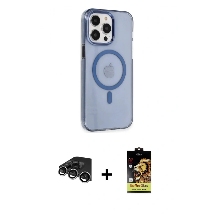 MARSİLYAN™- iPhone 14 Pro Max Kılıf Kıvılcım Asil Özel Seri - Siyah Buffer Cam Ekran Koruyucu + Raze Metal Kamera Lens - GS