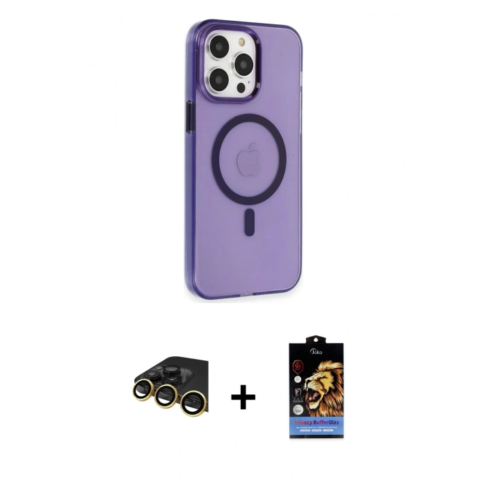 MARSİLYAN™- iPhone 14 Pro Max Kılıf Kıvılcım Asil Özel Seri - Siyah Buffer Hayalet Cam Ekran Koruyucu + Raze Metal Kamera Lens - GD