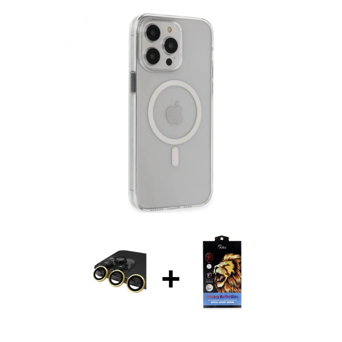 MARSİLYAN™- iPhone 14 Pro Max Kılıf Kıvılcım Asil Özel Seri - Siyah Buffer Hayalet Cam Ekran Koruyucu + Raze Metal Kamera Lens - GD