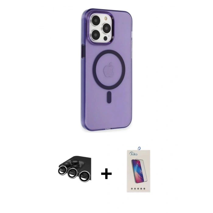 MARSİLYAN™- iPhone 14 Pro Max Kılıf Kıvılcım Asil Özel Seri - Siyah Joko 5D Cam + Raze Metal Kamera Lens - GS