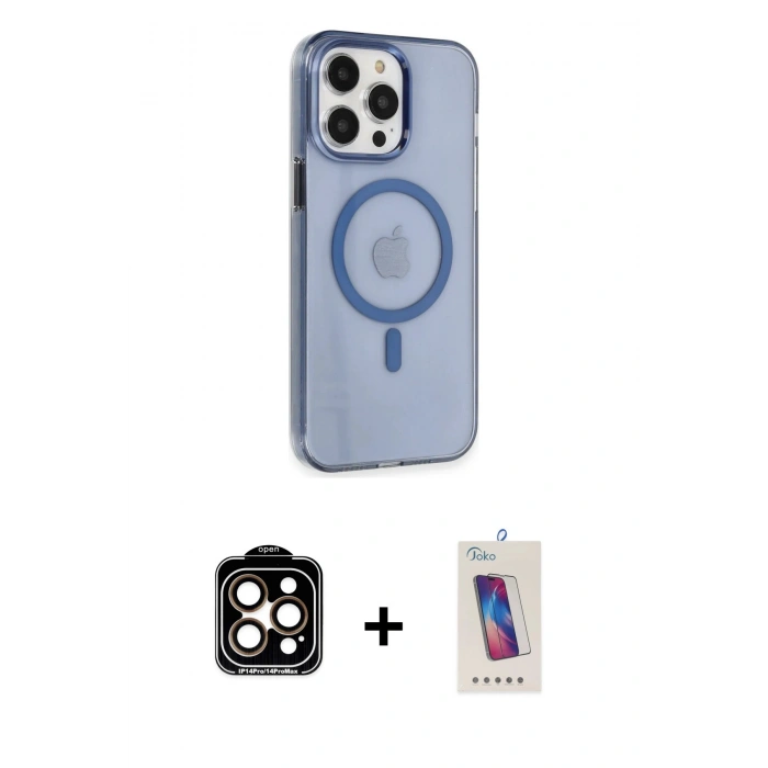 MARSİLYAN™- iPhone 14 Pro Max Kılıf Kıvılcım Asil Özel Seri - Siyah Joko 5D Cam + PVD Metal Kamera Lens - TU