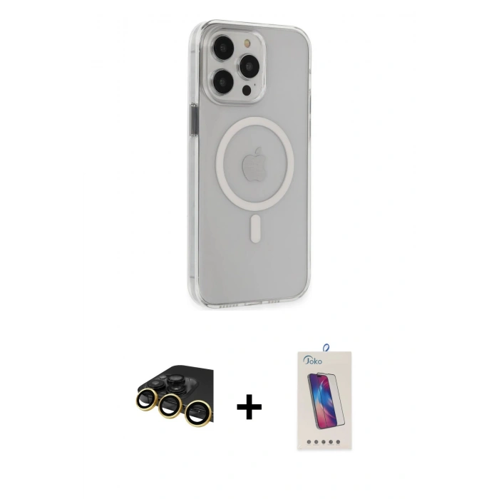 MARSİLYAN™- iPhone 14 Pro Max Kılıf Kıvılcım Asil Özel Seri - Siyah Joko 5D Cam + Raze Metal Kamera Lens - GD