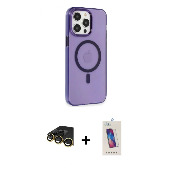 MARSİLYAN™- iPhone 14 Pro Max Kılıf Kıvılcım Asil Özel Seri - Siyah Joko 5D Cam + Raze Metal Kamera Lens - GD