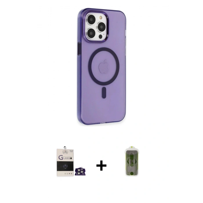 MARSİLYAN™- iPhone 14 Pro Max Kılıf Kıvılcım Asil Özel Seri - Siyah Joko Magic 5D Hayalet Cam + Bilvis Titan Kamera Lens - GS