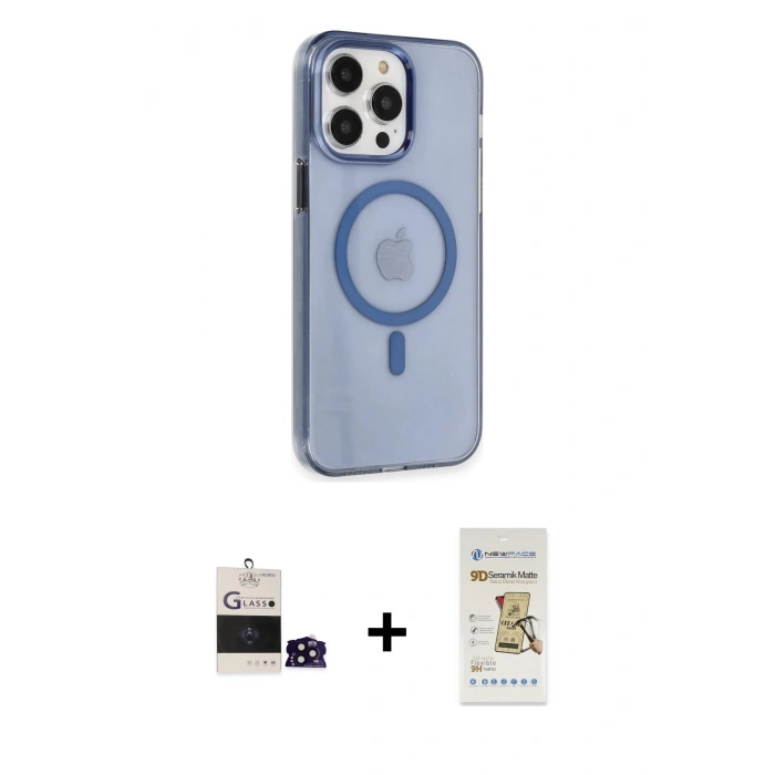 MARSİLYAN™- iPhone 14 Pro Max Kılıf Kıvılcım Asil Özel Seri - Siyah Mat Seramik Nano Ekran Koruyucu + Bilvis Titan Kamera Lens - SH