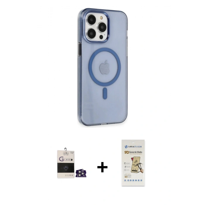 MARSİLYAN™- iPhone 14 Pro Max Kılıf Kıvılcım Asil Özel Seri - Siyah Mat Seramik Nano Ekran Koruyucu + Bilvis Titan Kamera Lens - GS