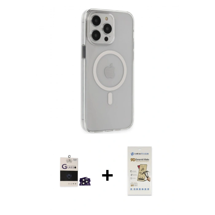 MARSİLYAN™- iPhone 14 Pro Max Kılıf Kıvılcım Asil Özel Seri - Siyah Mat Seramik Nano Ekran Koruyucu + Derin Mor Bilvis Titan Kamera Lens