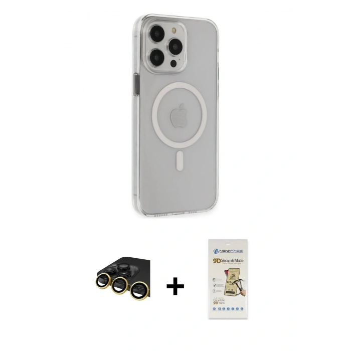 MARSİLYAN™- iPhone 14 Pro Max Kılıf Kıvılcım Asil Özel Seri - Siyah Mat Seramik Nano Ekran Koruyucu + Raze Metal Kamera Lens - GD