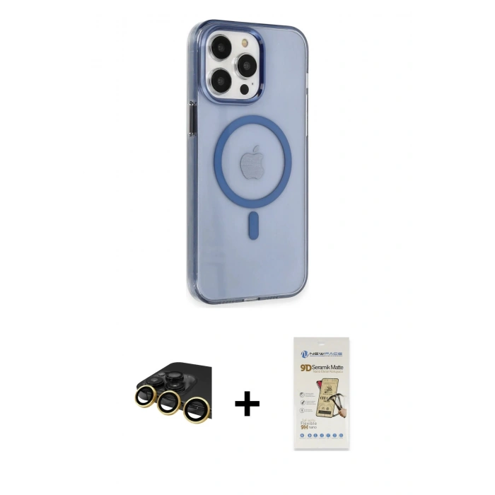 MARSİLYAN™- iPhone 14 Pro Max Kılıf Kıvılcım Asil Özel Seri - Siyah Mat Seramik Nano Ekran Koruyucu + Raze Metal Kamera Lens - GD