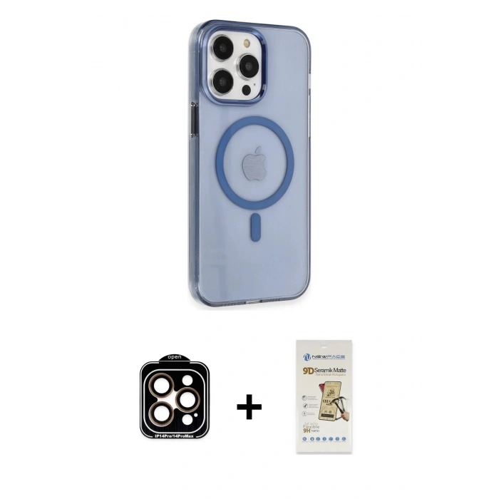 MARSİLYAN™- iPhone 14 Pro Max Kılıf Kıvılcım Asil Özel Seri - Siyah Mat Seramik Nano Ekran Koruyucu + PVD Metal Kamera Lens - TU