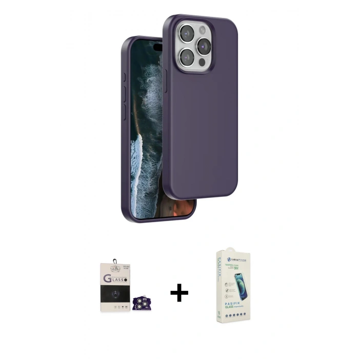 MARSİLYAN™- iPhone 14 Pro Max Kılıf Kıvılcım Çizgi Serisi - Şeffaf Pasifik Cam Ekran Koruyucu + Bilvis Titan Kamera Lens - GS